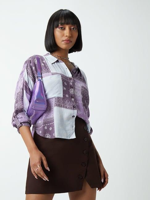 nuon by westside lilac printed shirt