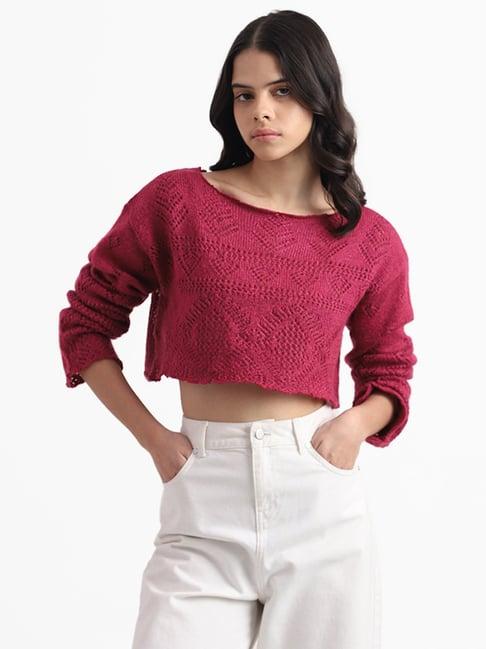 nuon by westside magenta pink knitted sweater
