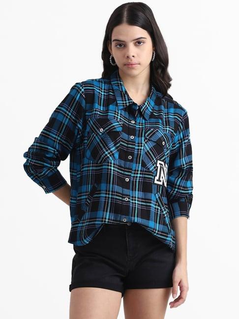 nuon by westside multicolored checked ray beth shirt