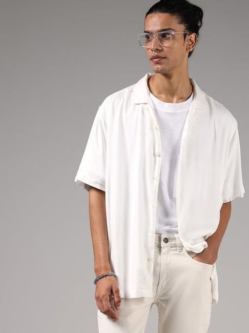 nuon by westside off white solid relaxed fit shirt