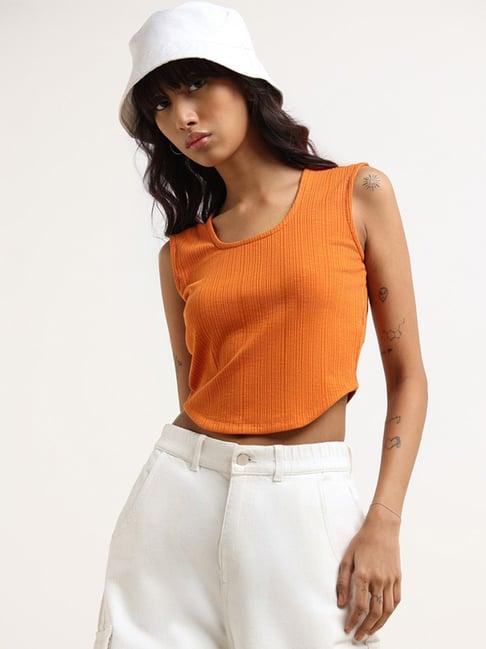 nuon by westside orange crop top