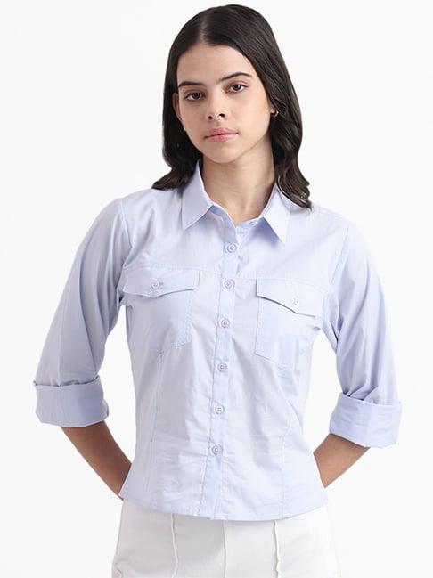 nuon by westside pale blue relaxed fit shirt