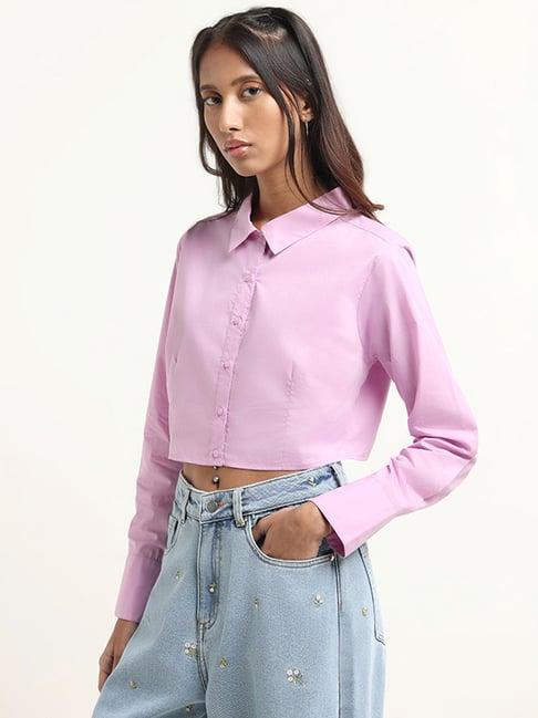 nuon by westside pink cotton crop shirt