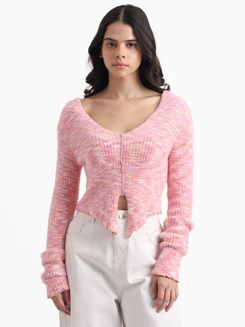 nuon by westside pink ribbed sweater