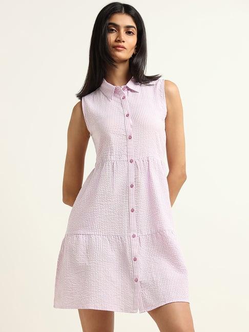 nuon by westside pink striped shirt dress