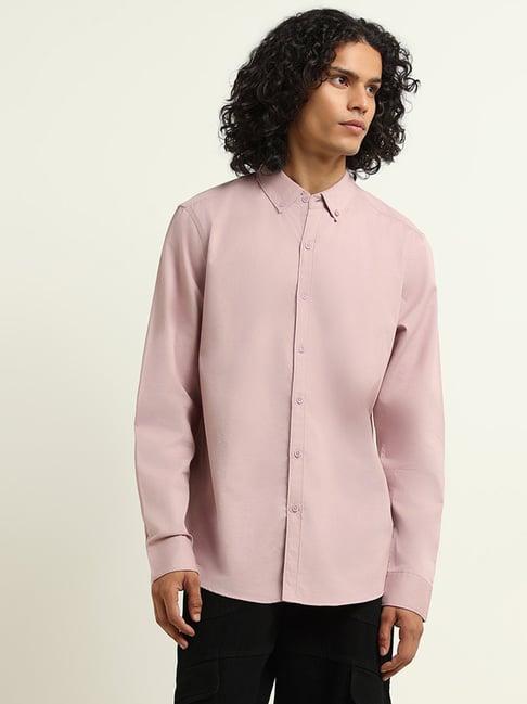 nuon by westside plain dusty pink relaxed fit shirt