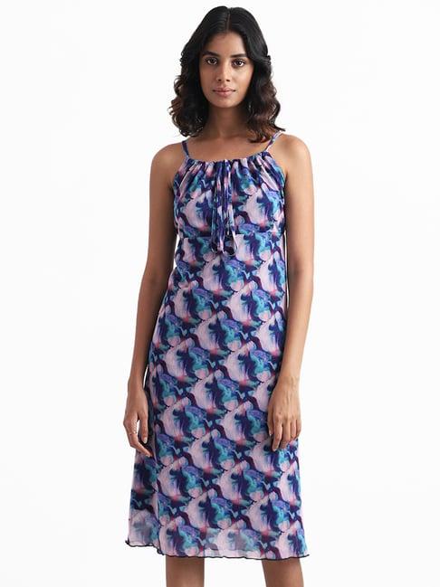 nuon by westside purple abstract printed dress