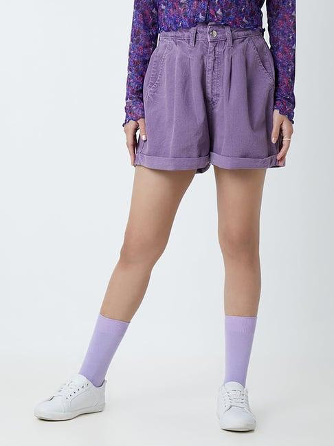 nuon by westside purple paperbag waist shorts