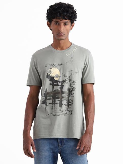 nuon by westside sage moon graphic printed slim fit t-shirt