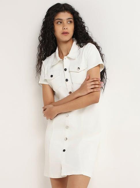 nuon by westside white denim shirt dress