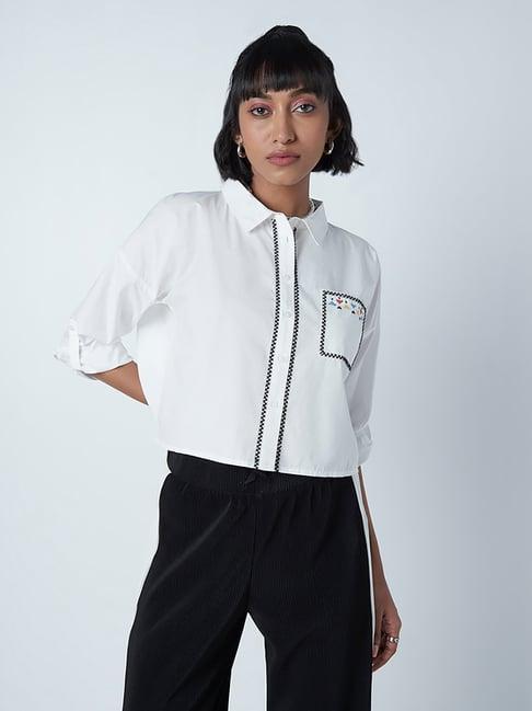 nuon by westside white embroidered shirt