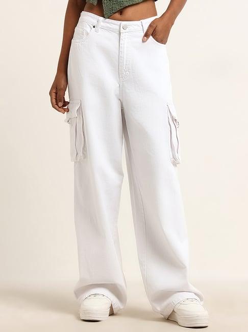 nuon by westside white relaxed fit mid-rise jeans