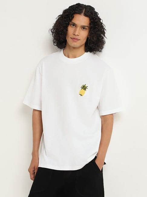nuon by westside white relaxed fit t-shirt