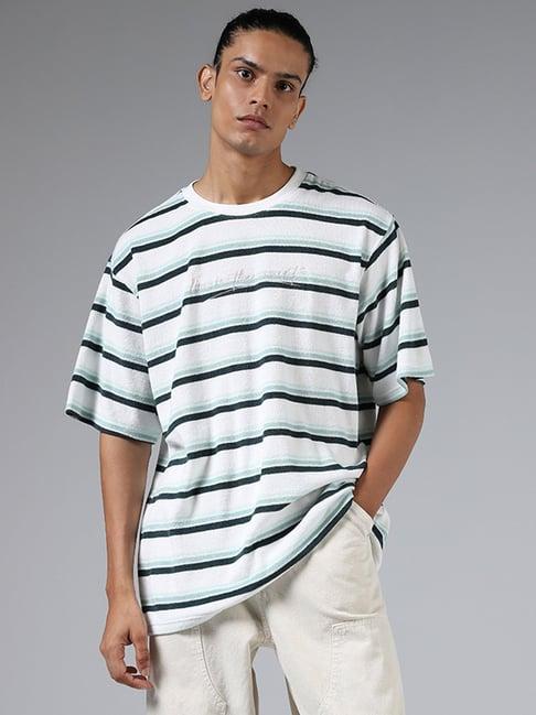 nuon by westside white striped relaxed fit t-shirt