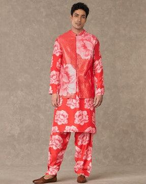 nurvi sitara bandi floral print relaxed fit jacket