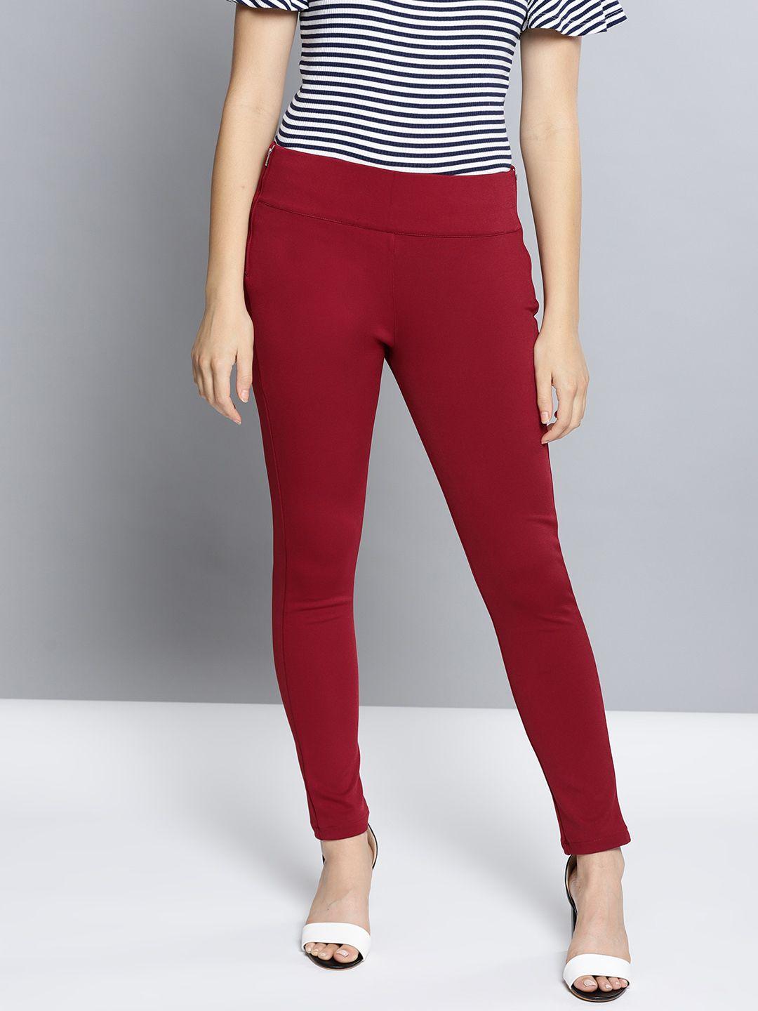 nush maroon solid jeggings