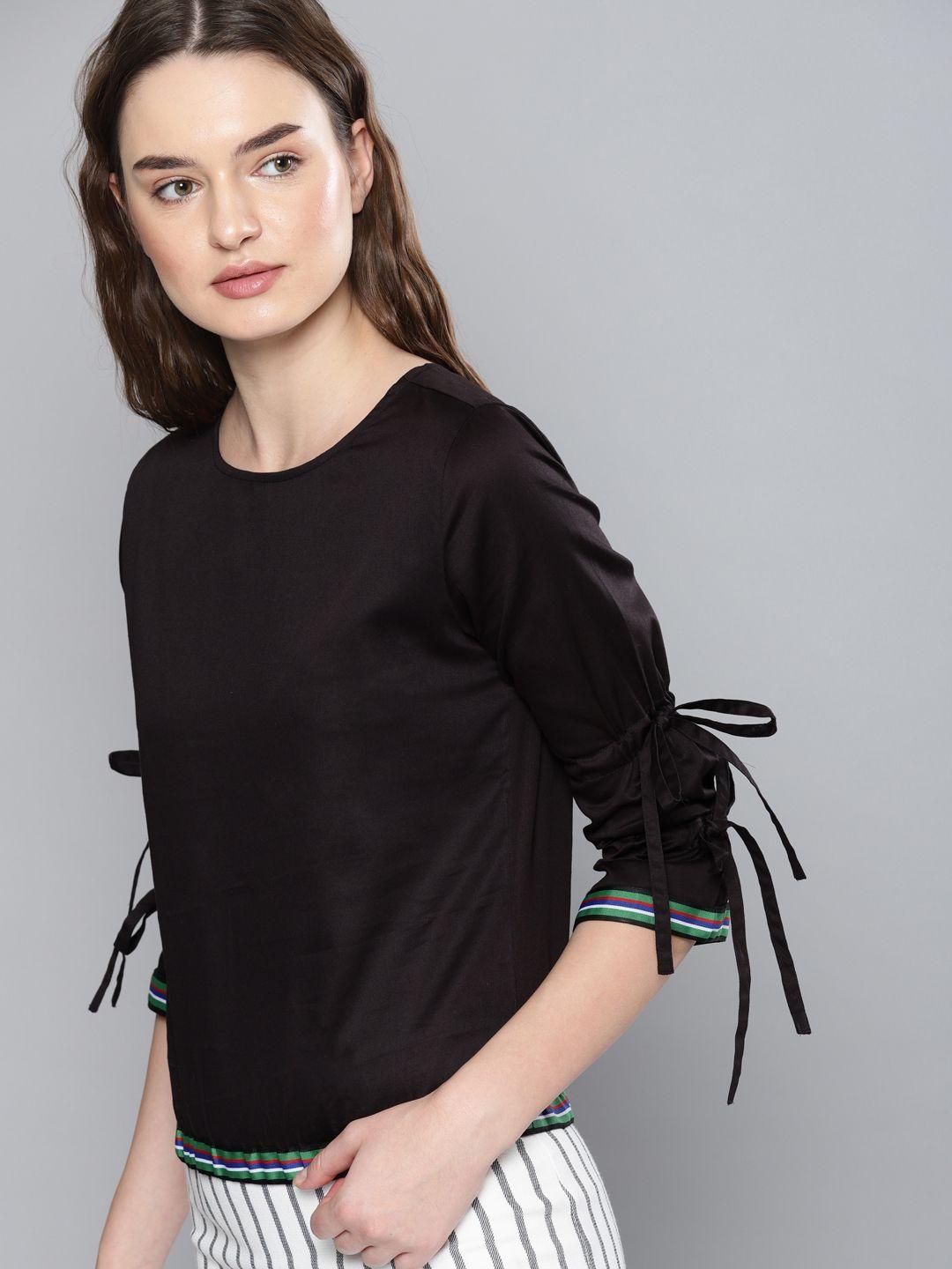 nush women black solid top