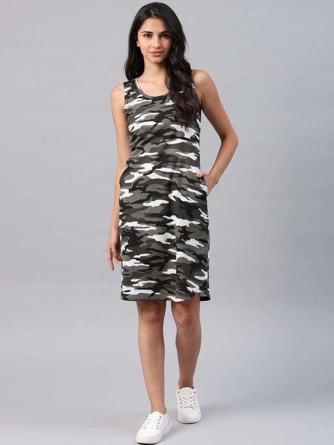 nush women grey printed a-line dress
