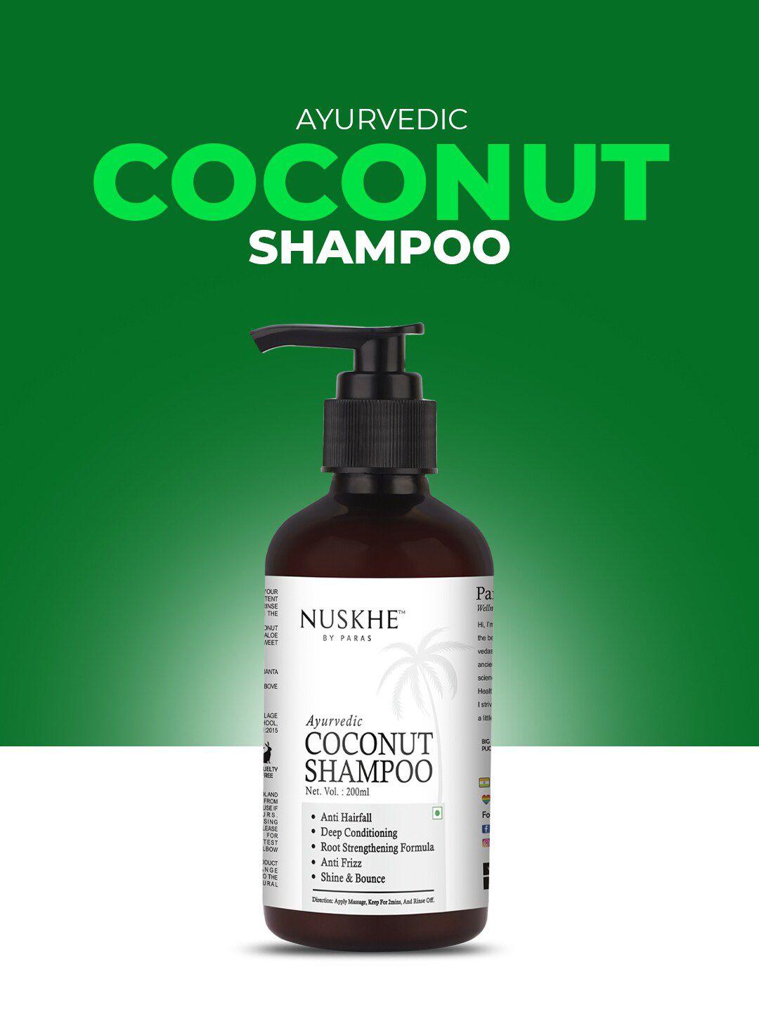 nuskhe by paras ayurvedic coconut shampoo with aloevera & keratin - 200 ml