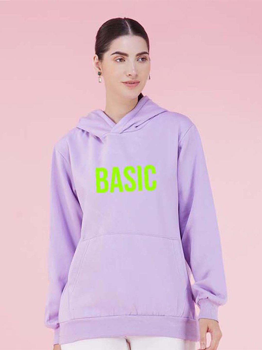 nusyl basic text printed hooded fleece pullover