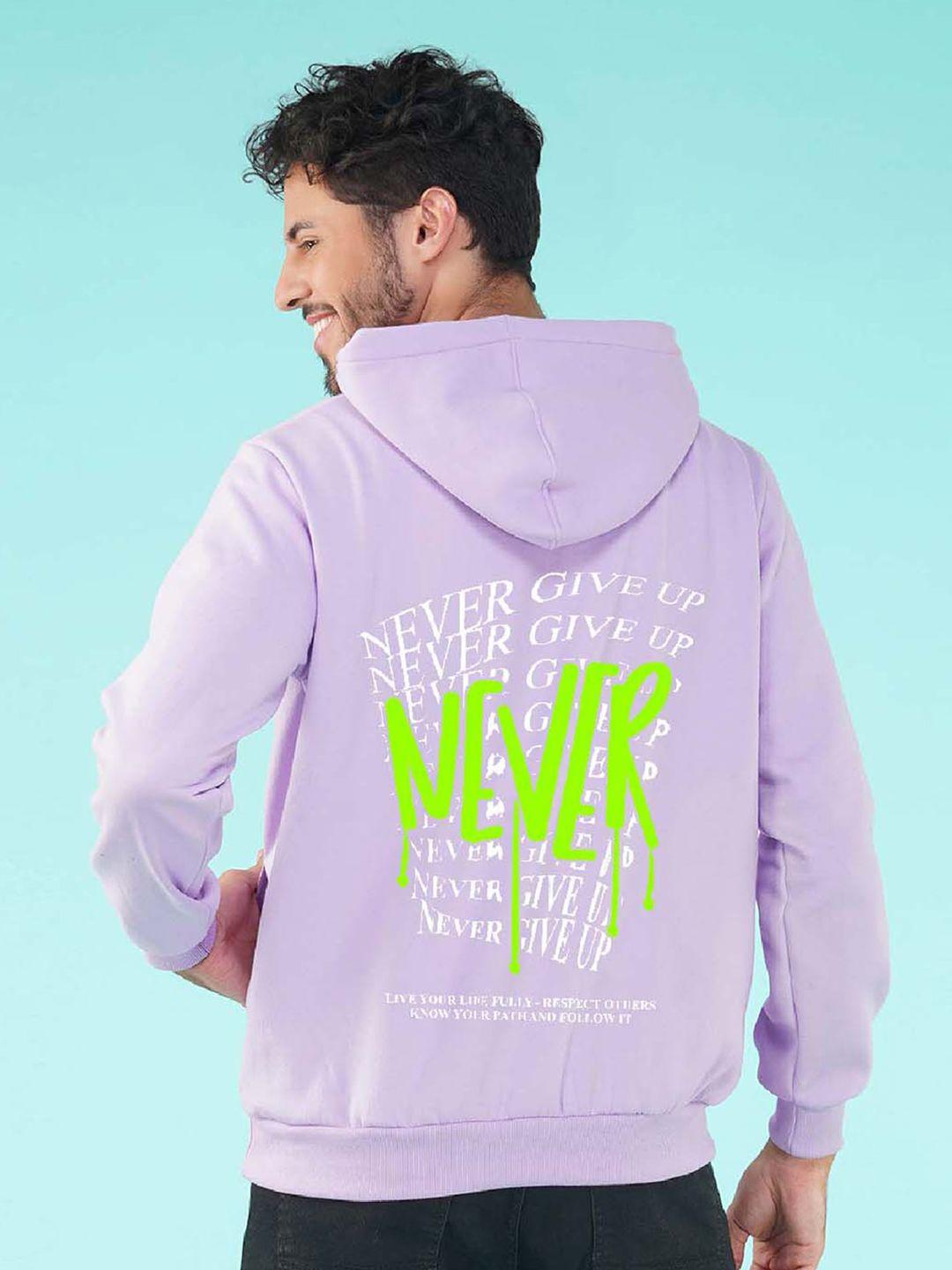 nusyl typography printed hooded fleece pullover sweatshirt