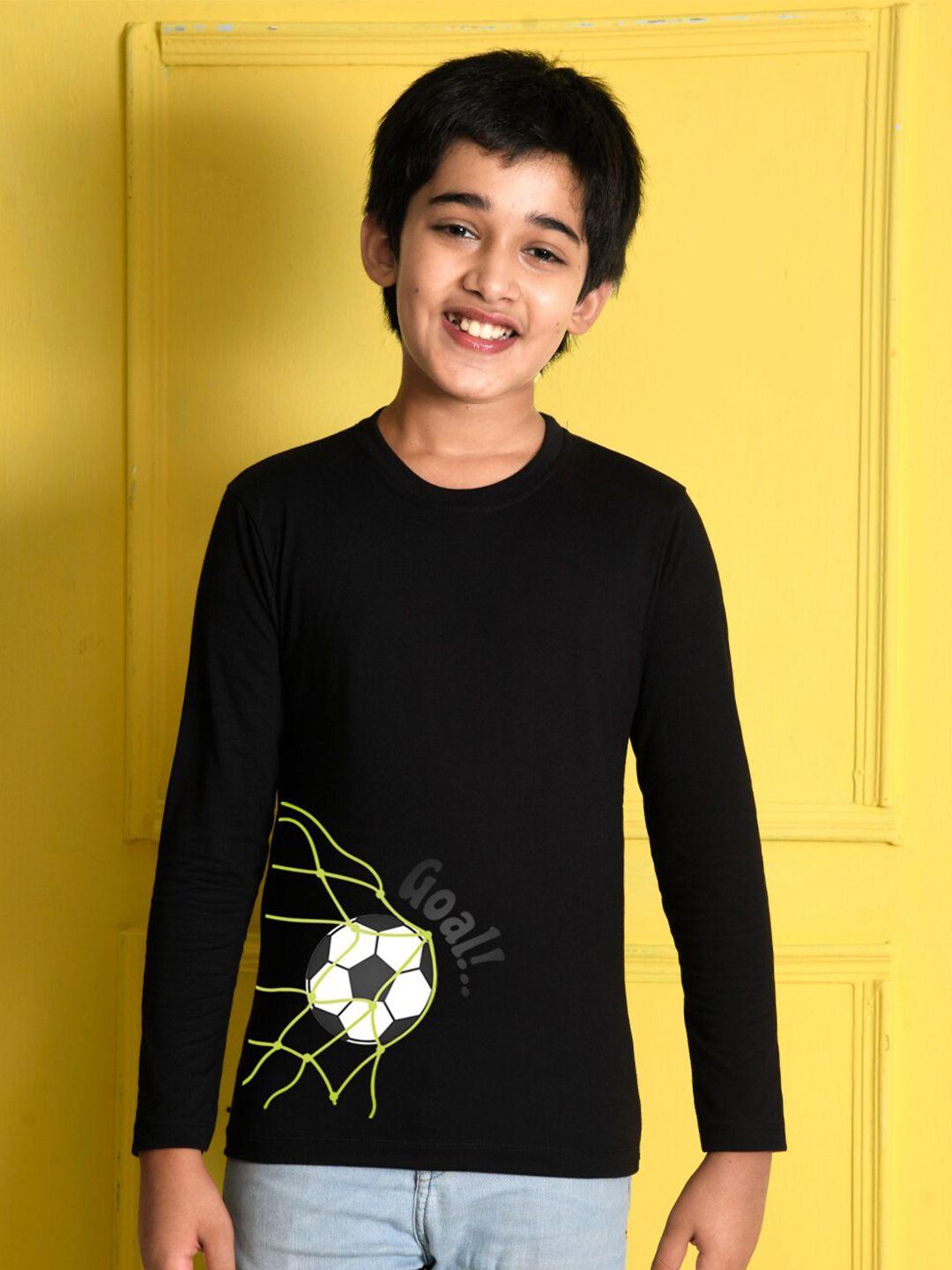 nusyl boys black printed t-shirt