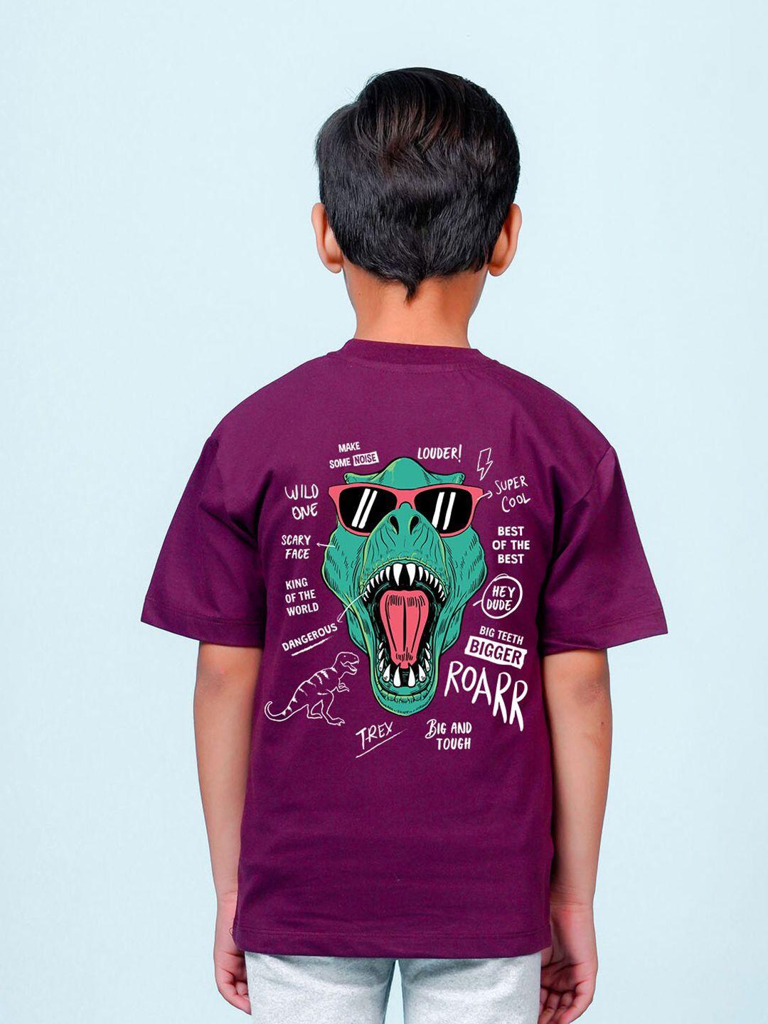 nusyl boys maroon printed raw edge t-shirt