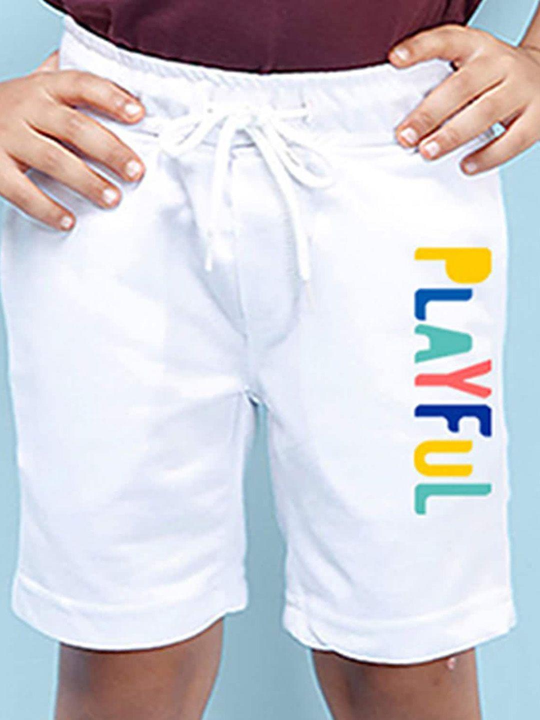 nusyl boys mid-rise typography printed casual cotton shorts