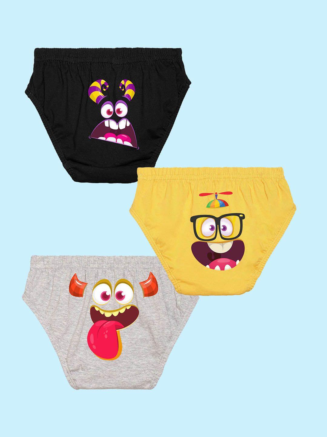 nusyl boys pack of 3 graphic printed pure cotton basic briefs nubcbrfpo3.0073