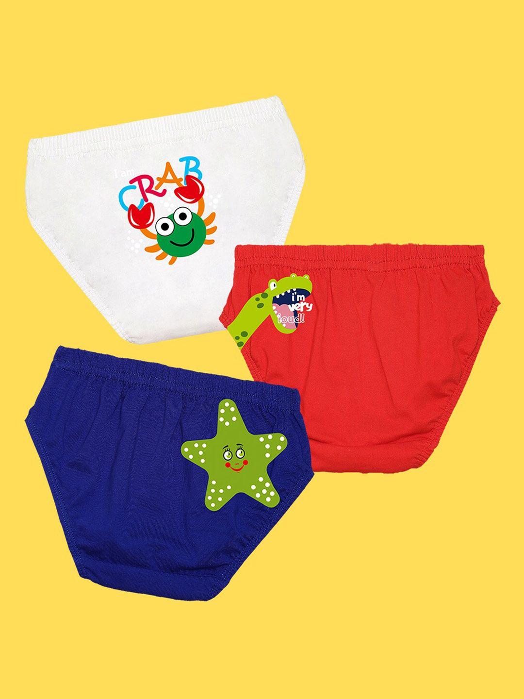 nusyl boys pack of 3 printed pure cotton basic briefs