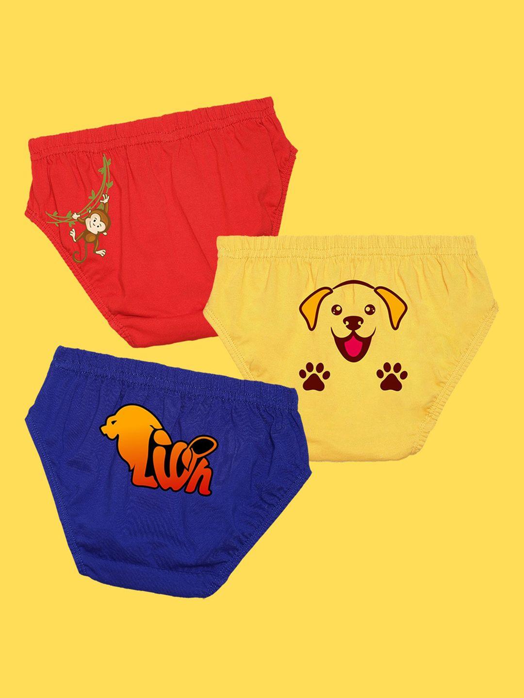 nusyl boys pack of 3 red,yellow,blue printed briefs