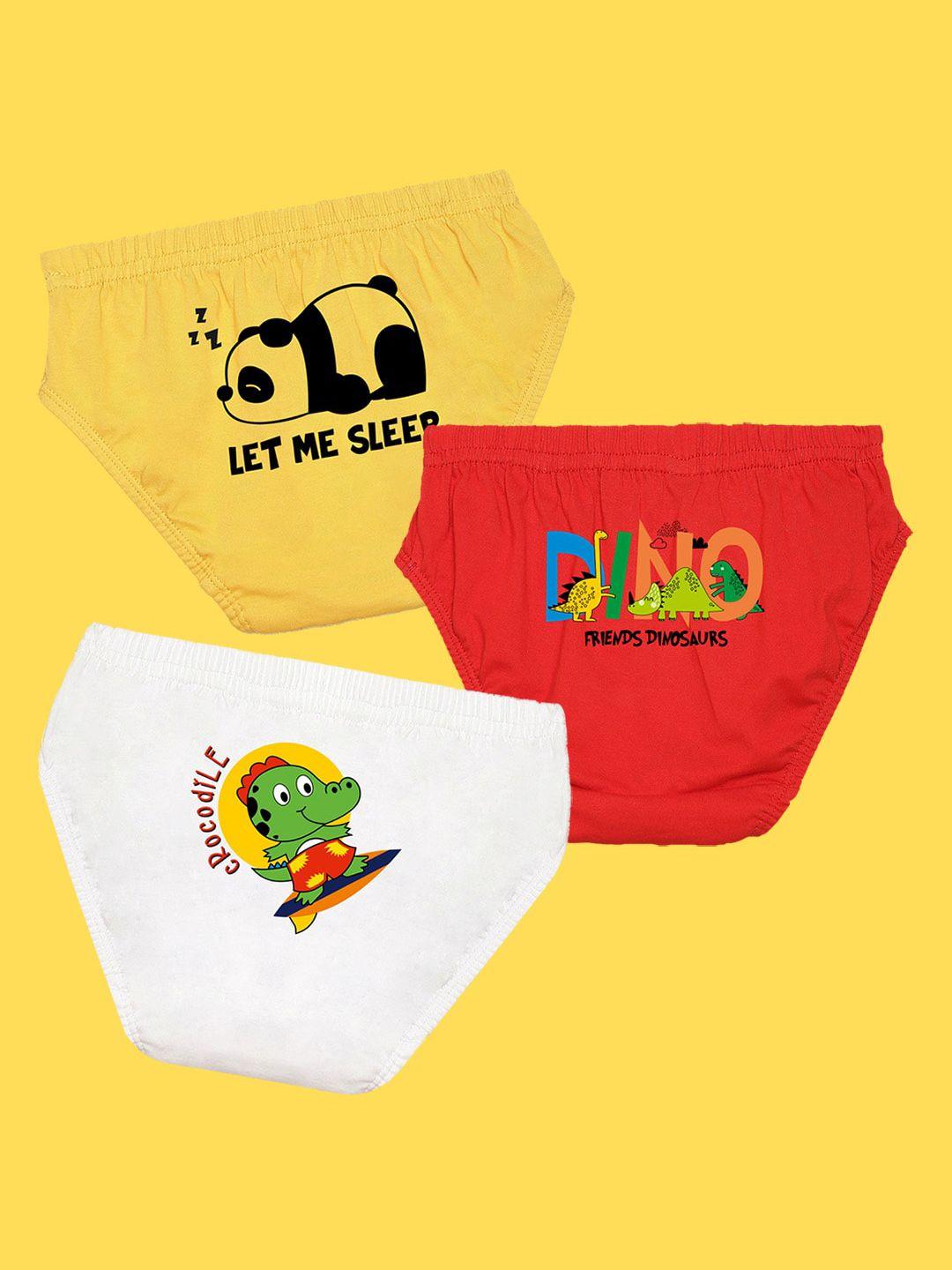 nusyl boys pack of 3 yellow,red,white printed briefs