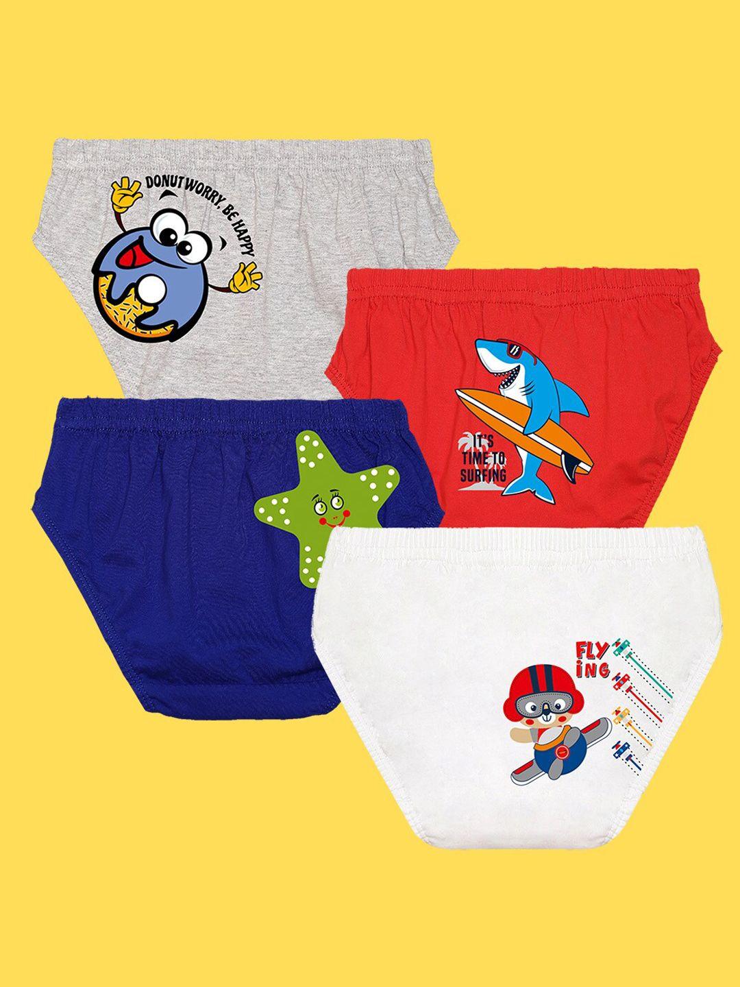 nusyl boys pack of 4 printed pure cotton basic briefs