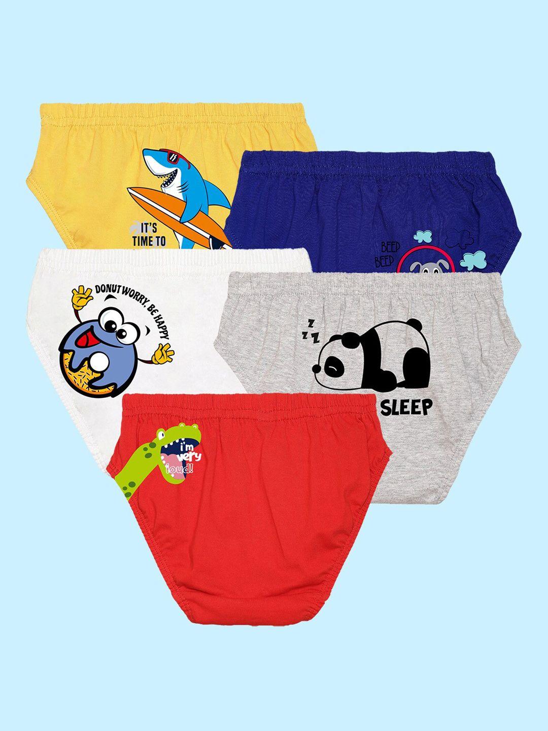 nusyl boys pack of 5 printed cotton anti-bacterial basic brief