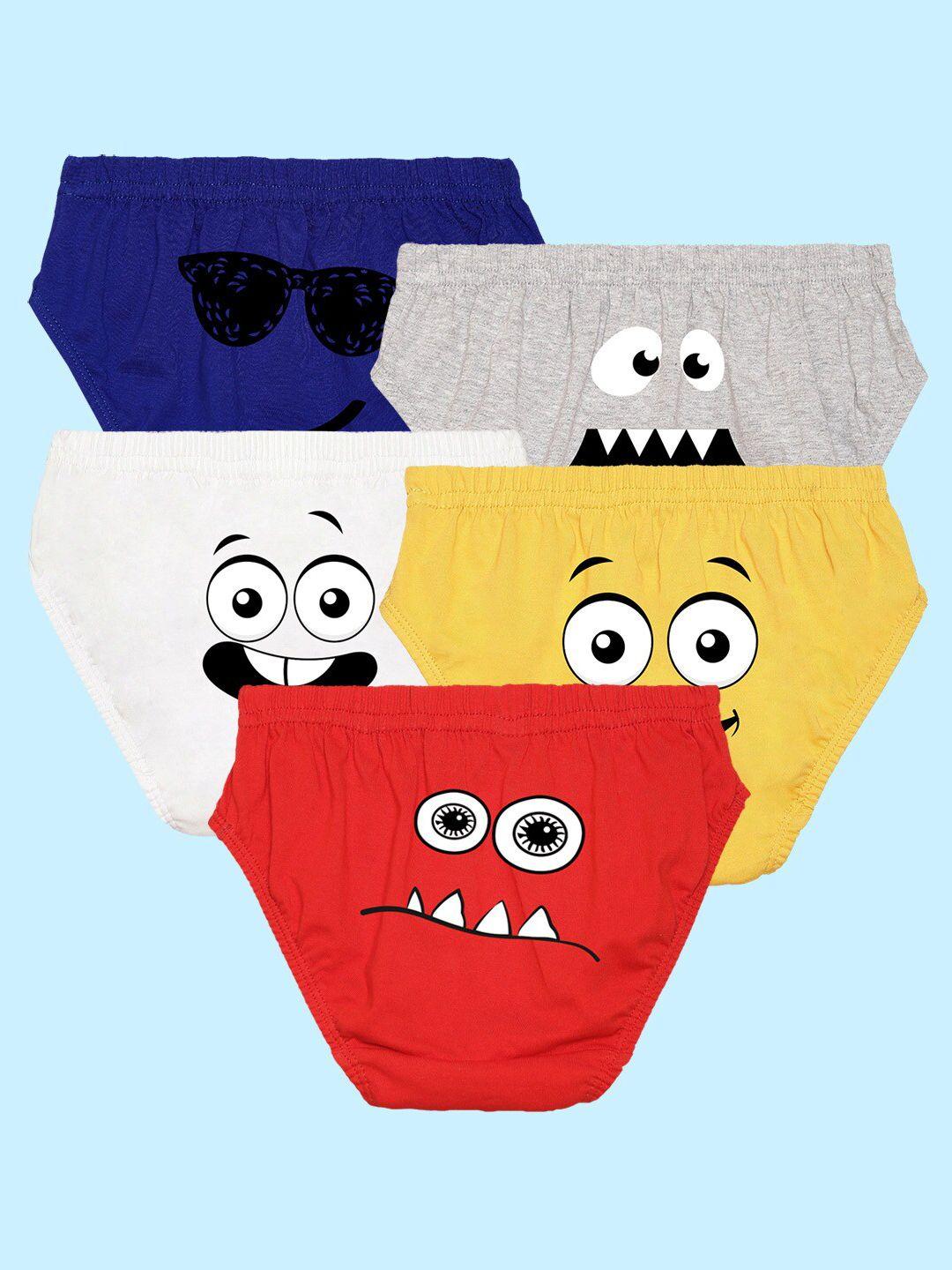 nusyl boys pack of 5 printed cotton basic brief