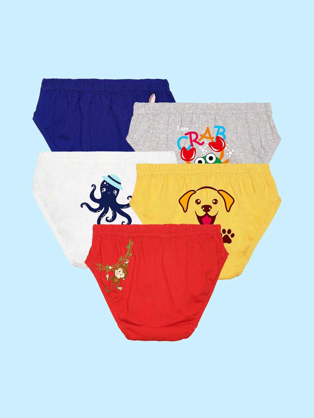 nusyl boys pack of 5 printed pure cotton basic brief