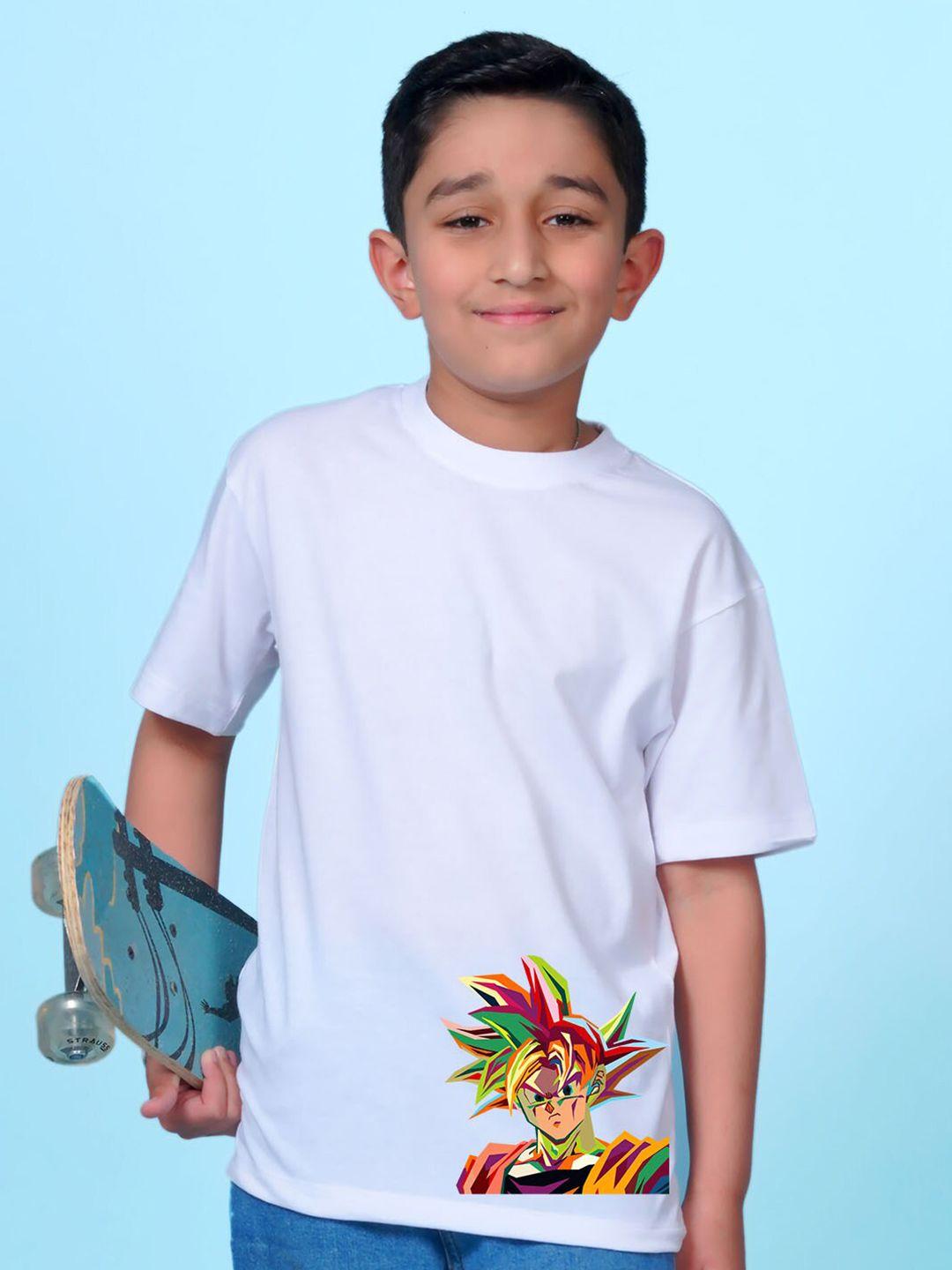 nusyl boys white floral printed drop-shoulder sleeves tropical applique t-shirt