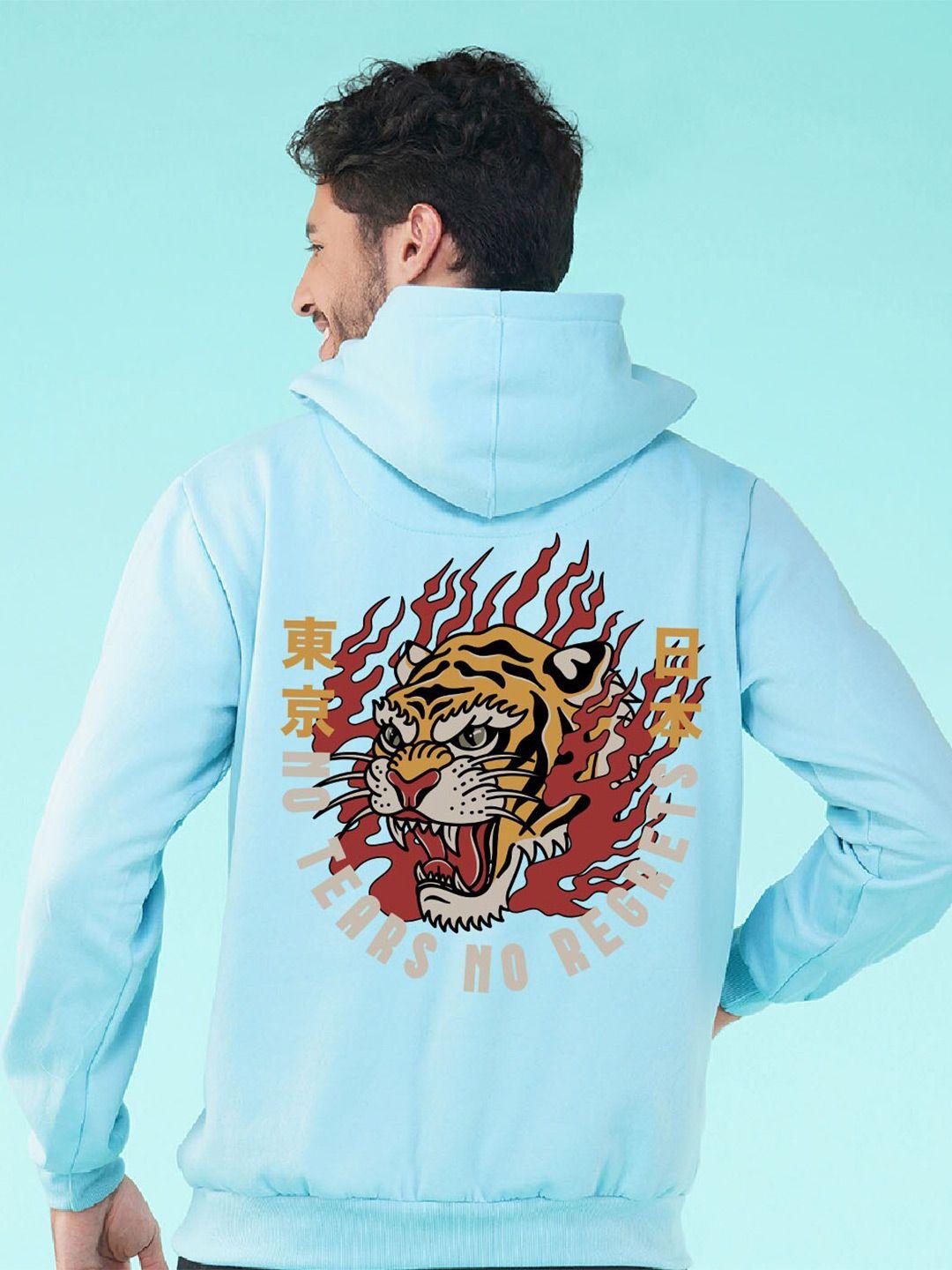 nusyl fearless tiger printed hooded fleece pullover