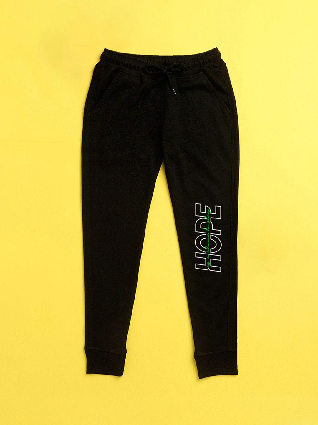 nusyl kids black printed joggers track pant