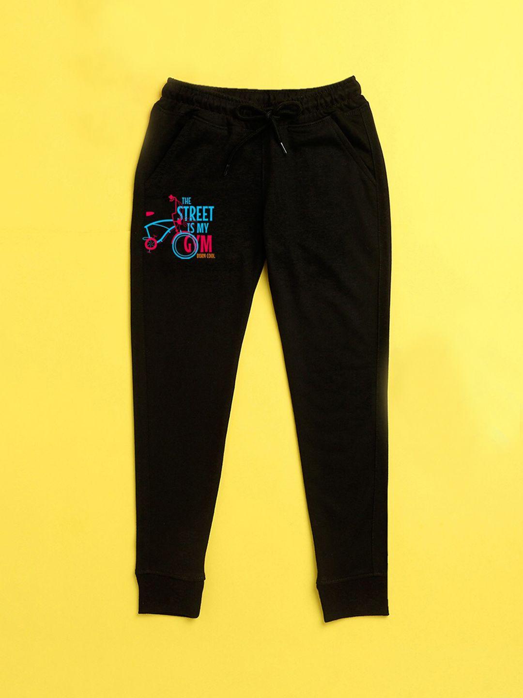 nusyl kids black printed joggers