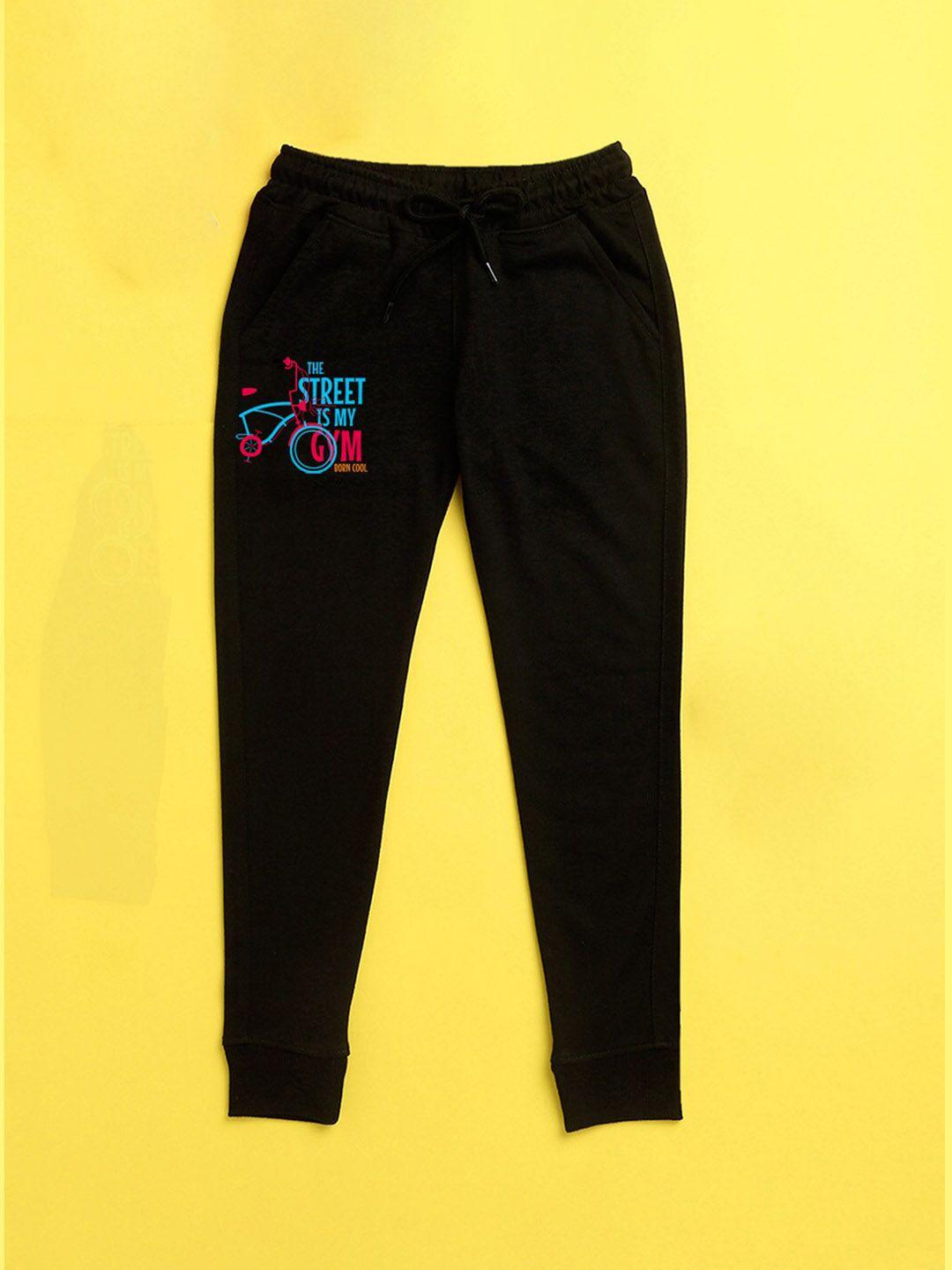 nusyl kids black printed joggers