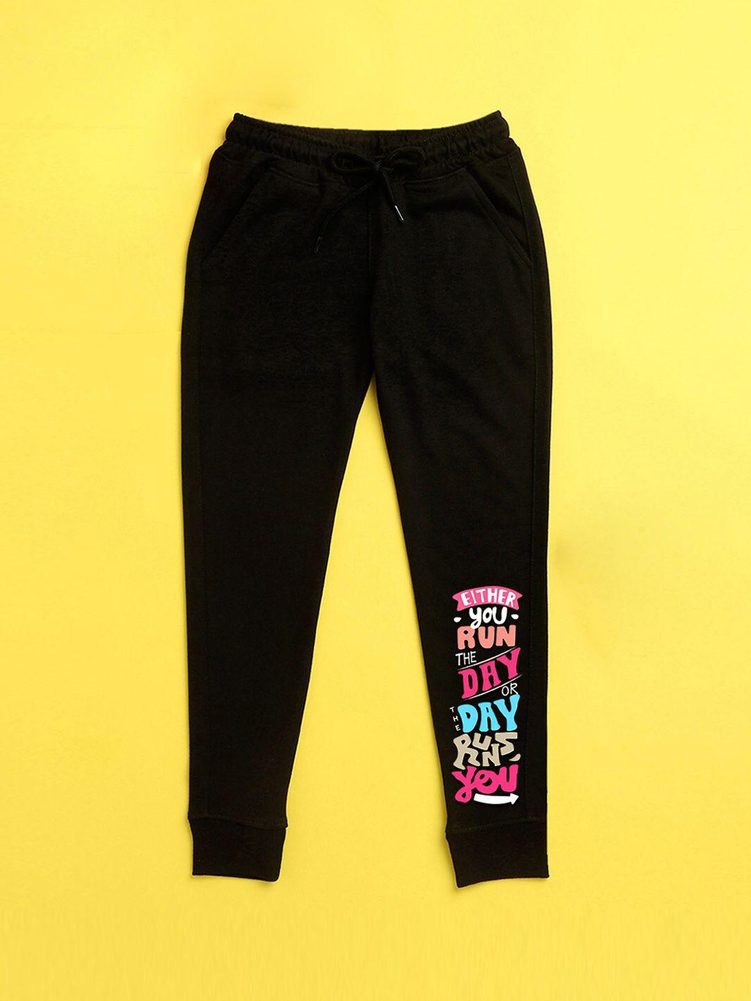 nusyl kids black printed joggers