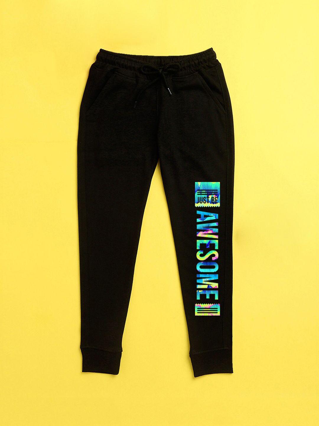 nusyl kids black printed joggers