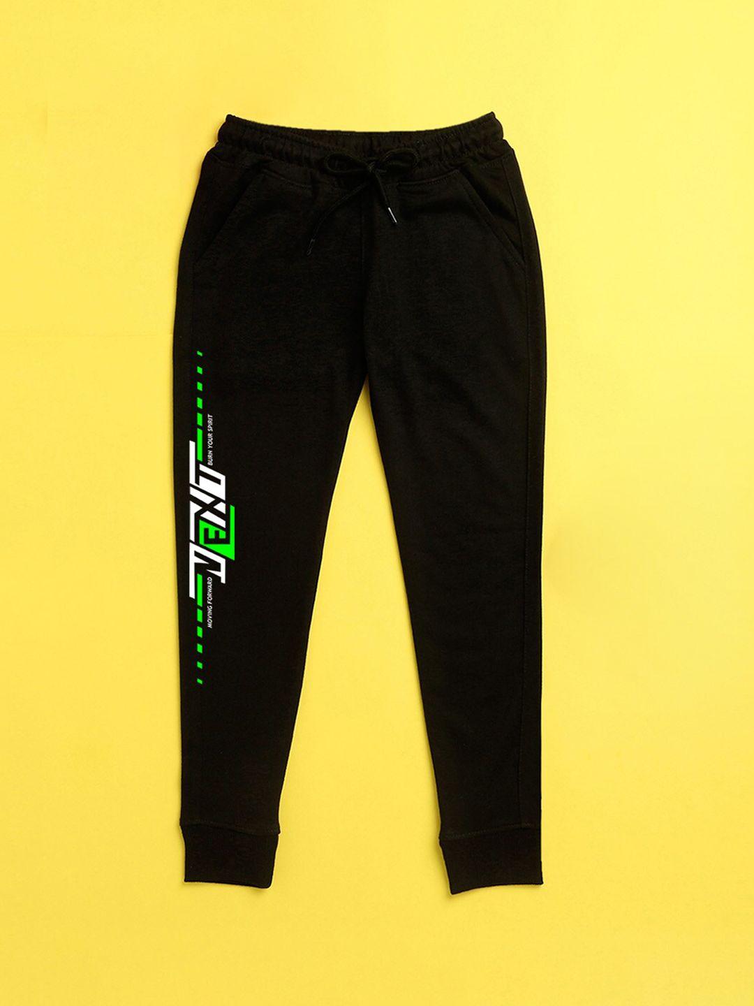 nusyl kids black printed mid-rise joggers