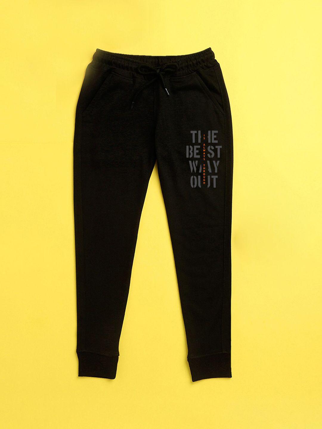 nusyl kids black text printed joggers