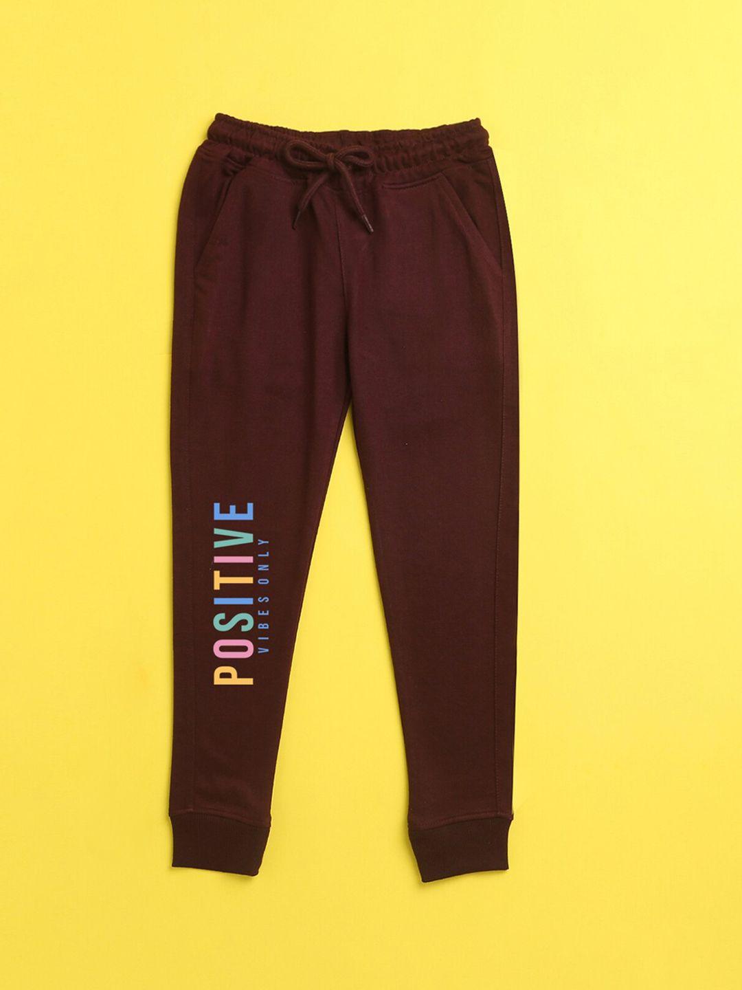 nusyl kids burgundy printed joggers