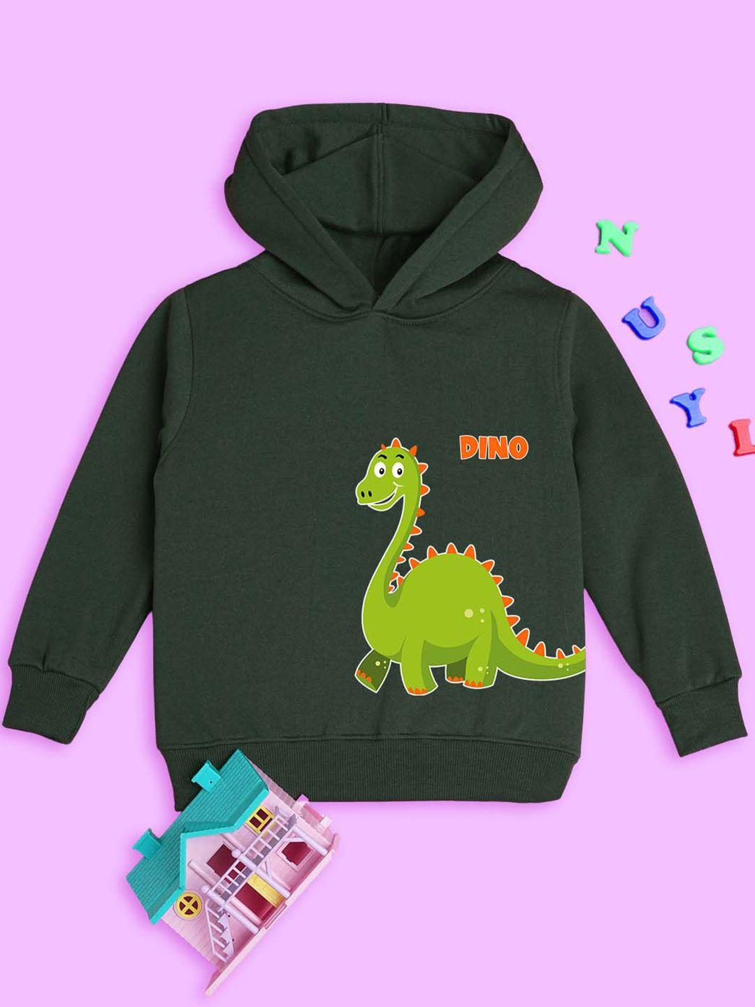nusyl kids dinosaur printed ribbed hooded sweatshirt