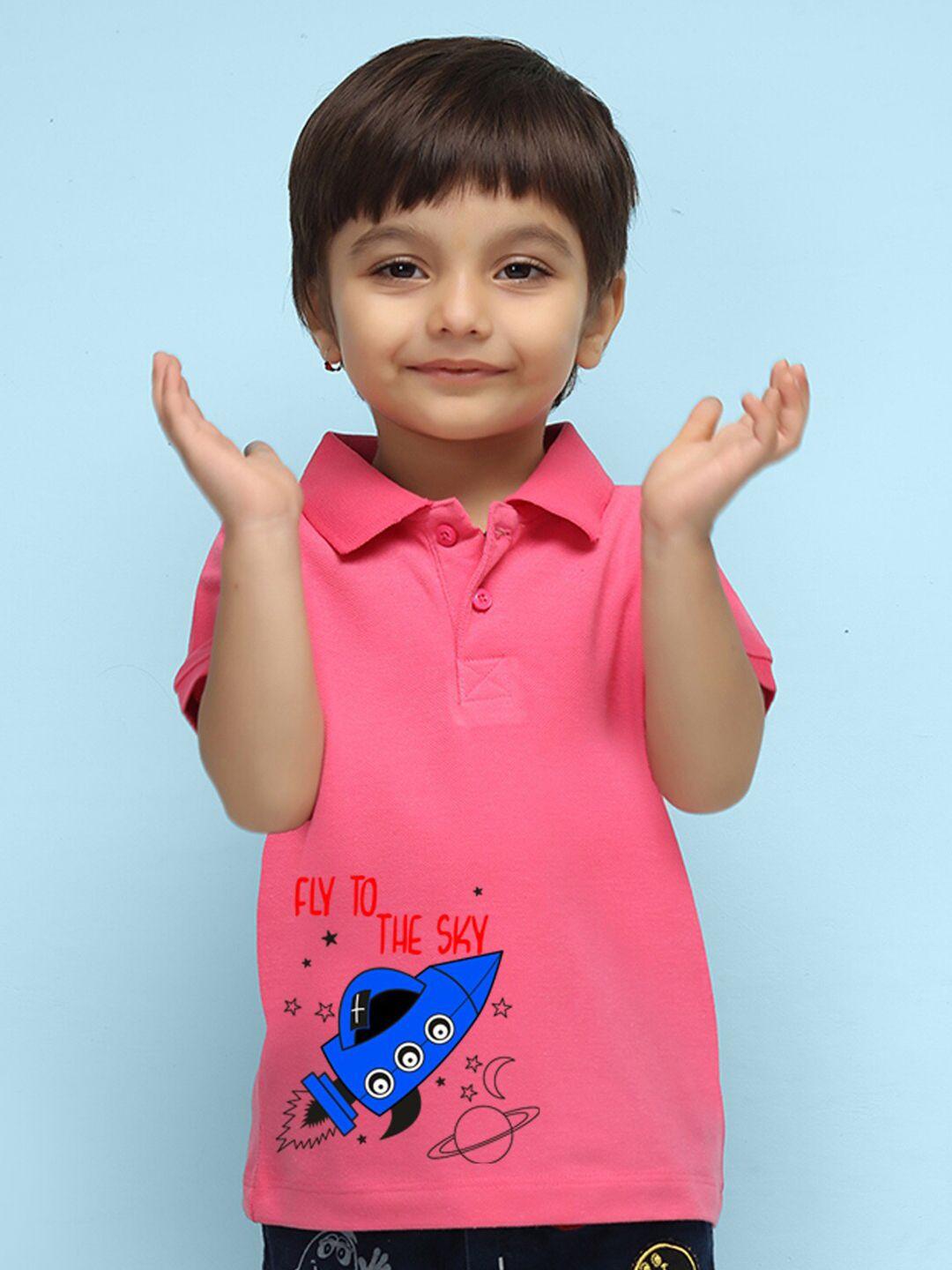 nusyl kids graphic printed polo collar t-shirt