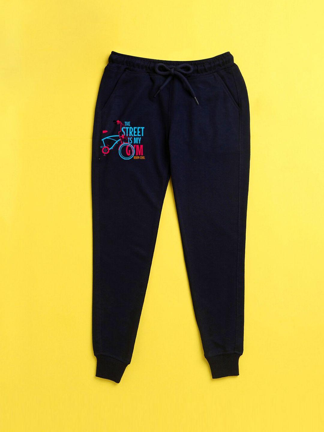 nusyl kids navy blue printed jogger