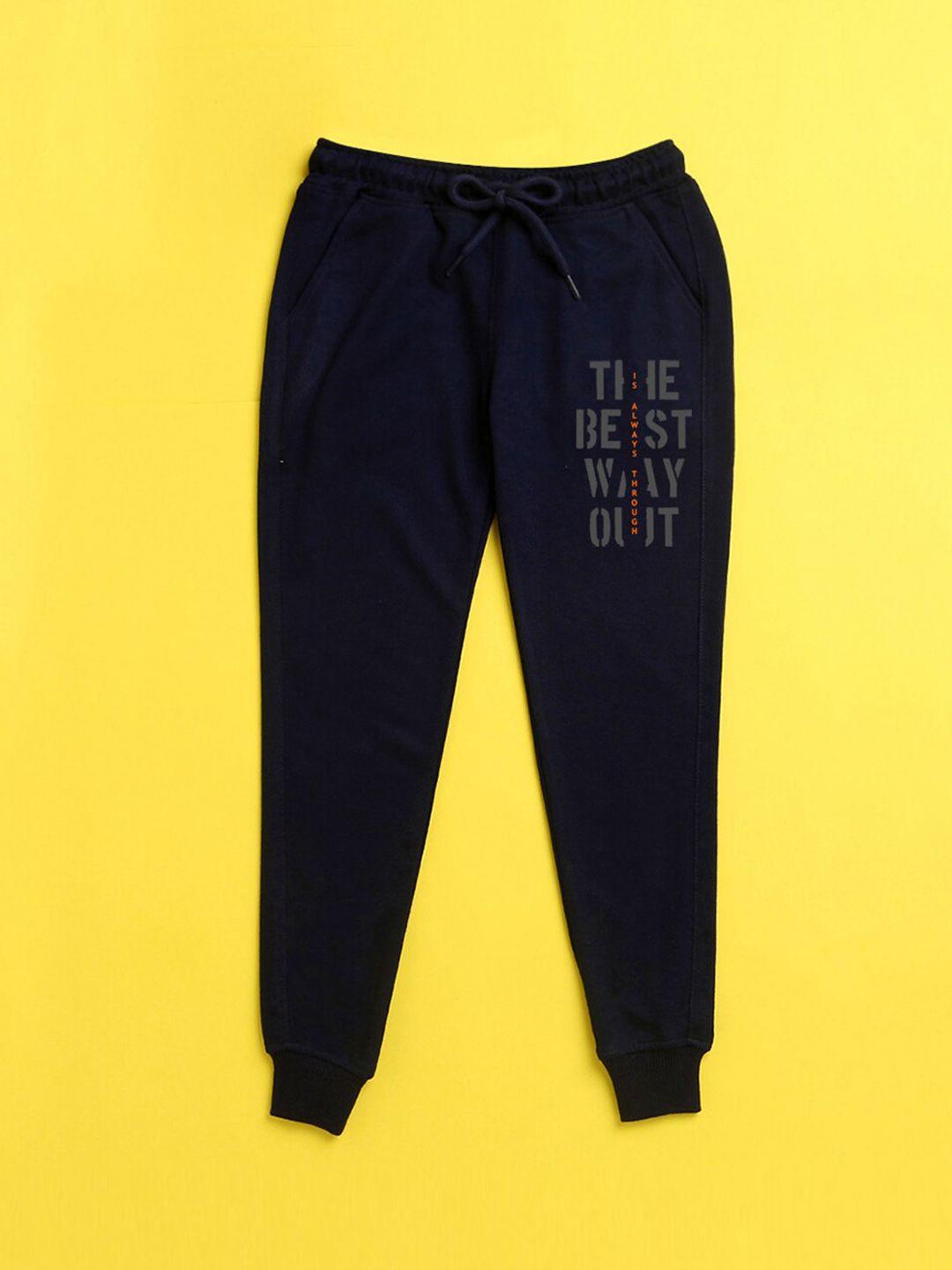 nusyl kids navy blue printed jogger